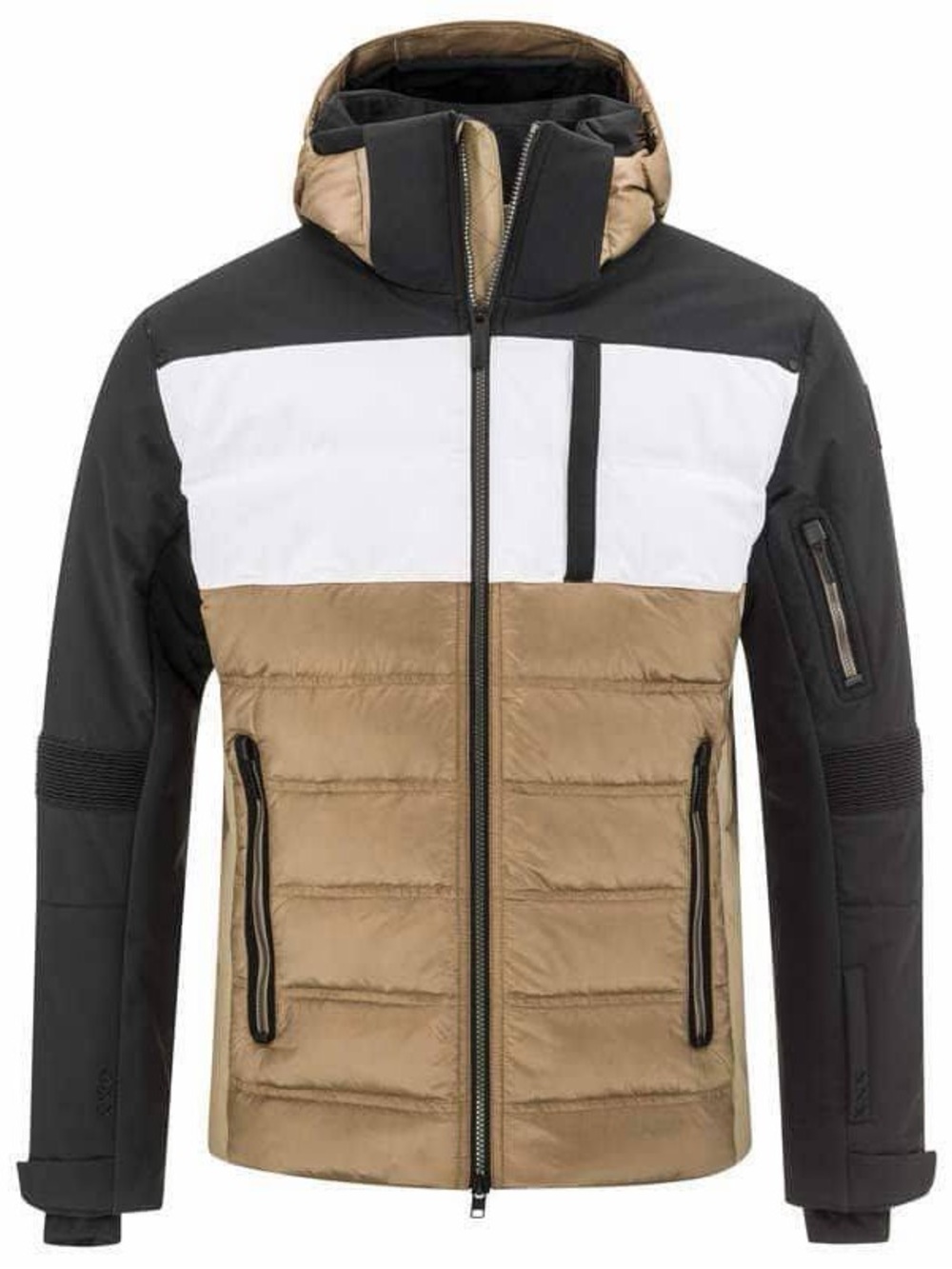 Head Men's Colorblock Puffer Jacket - Black, White & Tan